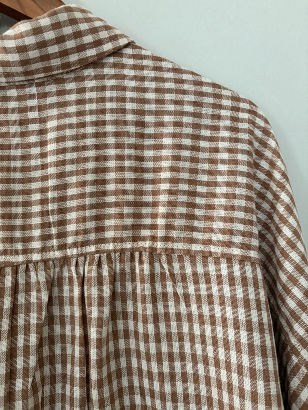 Max Studio London Gingham Linen blend Relaxed Linen Rayon Blouse Top Women’s L - Picture 7 of 15